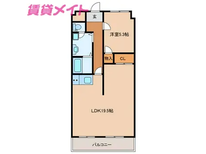 リバーサイド鈴鹿(1LDK/3階)の間取り写真