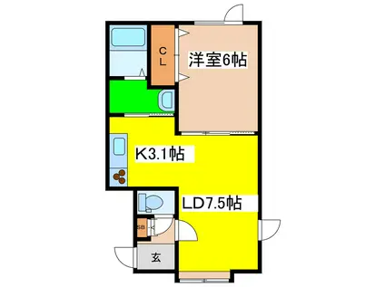 トゥインクル21(1LDK/1階)の間取り写真