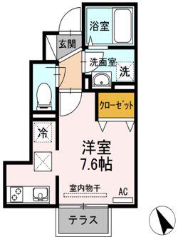 NAO A棟(ワンルーム/1階)の間取り写真
