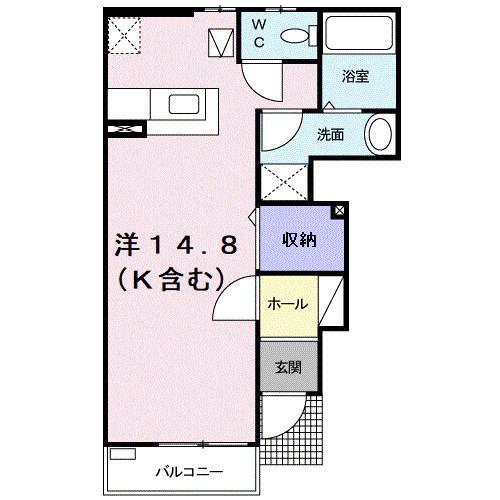 パラクレイシス(ワンルーム/1階)の間取り写真