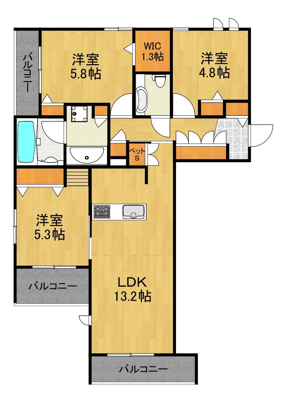 LARGO SERENO(3LDK/2階)の間取り写真