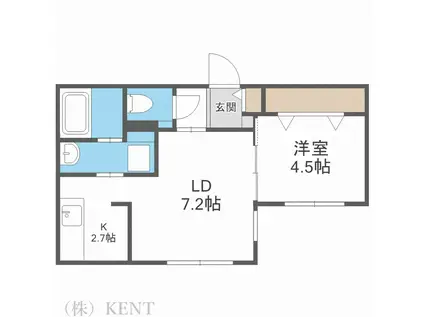 ブランシャールALAIN琴似(1LDK/2階)の間取り写真