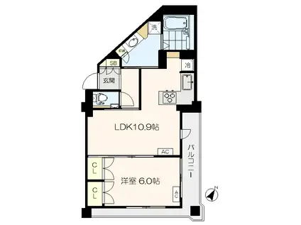豊玉サンライトマンション(1LDK/7階)の間取り写真