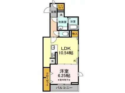 ECKE(1LDK/1階)の間取り写真