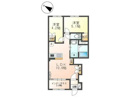 MOKA(2LDK/1階)の間取り写真