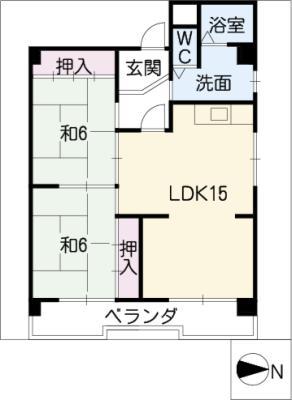 向が丘ハイツ(2LDK/3階)の間取り写真