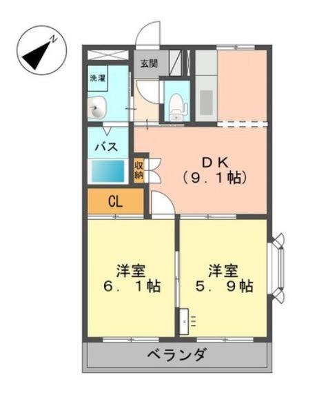 プロニティ T&S(2DK/2階)の間取り写真