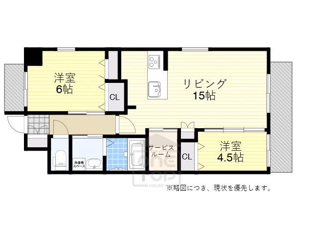 ブリエヴェール北桜塚(2LDK/3階)の間取り写真