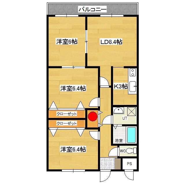 フェイマスKITAMI1番館(3LDK/7階)の間取り写真