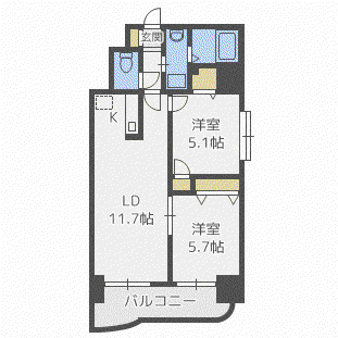 さくらハイツ2(2LDK/10階)の間取り写真