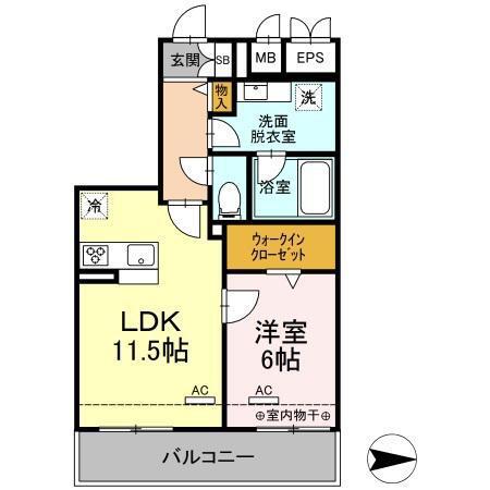 セブンリリー矢巾(1LDK/7階)の間取り写真