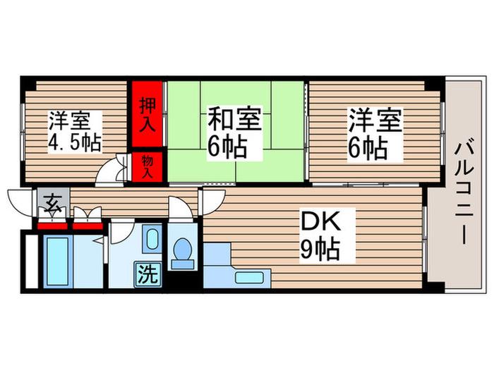 アーバンパーク行徳(3DK/6階)の間取り写真