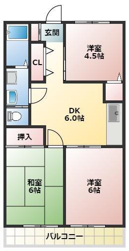 シティプラザI(3DK/1階)の間取り写真
