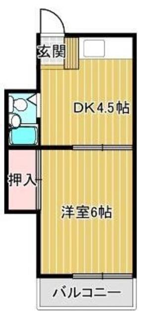 サンライズハイツ朝霞 B棟(1DK/2階)の間取り写真