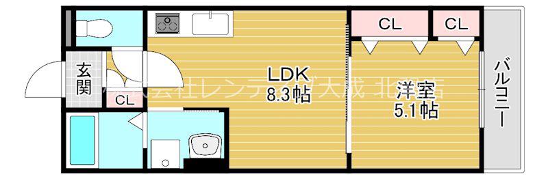 ラモーナ桃谷(1LDK/3階)の間取り写真