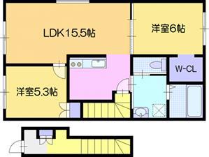 ATEENA OASA A(2LDK/2階)の間取り写真