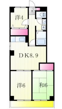 パラスト北小金(3DK/6階)の間取り写真