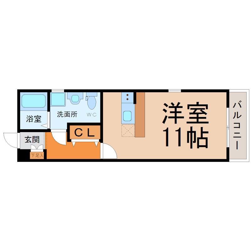 NEST黒川(ワンルーム/1階)の間取り写真