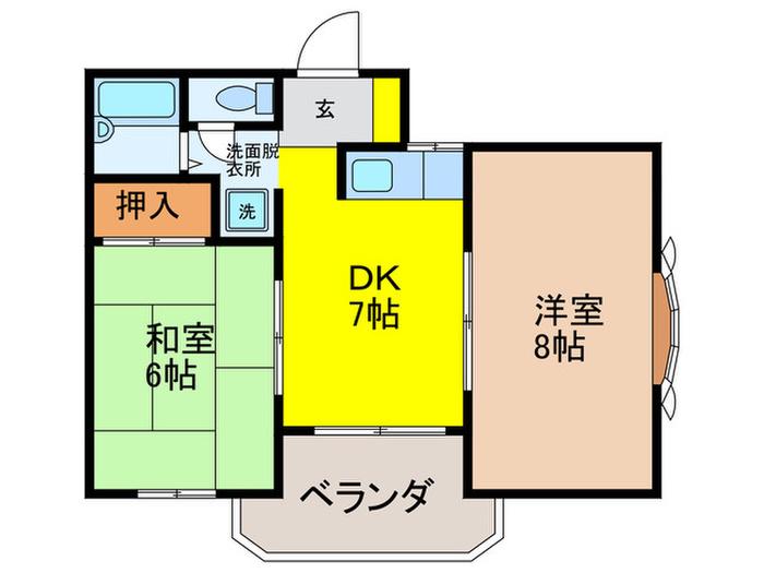 サンハウス宮谷(2DK/4階)の間取り写真