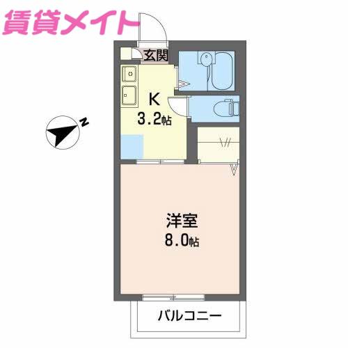 ステージア日永 E棟(1K/1階)の間取り写真