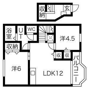 バーリーグリフィンF1(2LDK/2階)の間取り写真