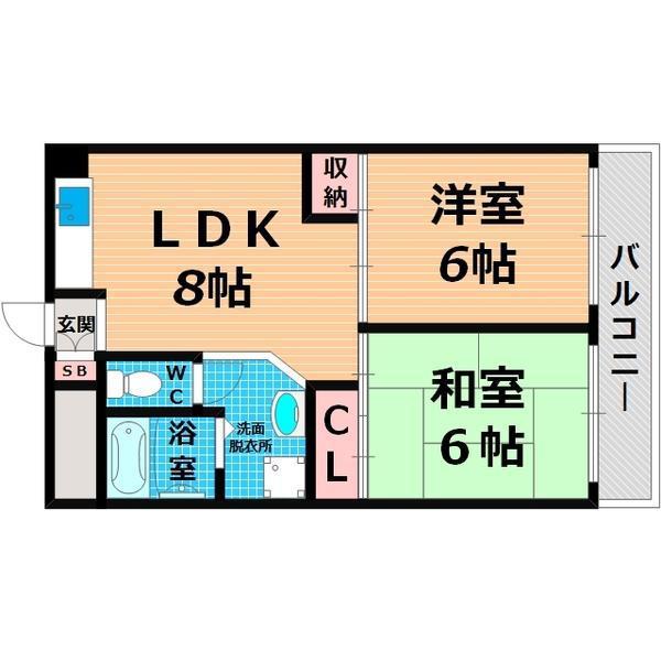 グリーンピア守口(2LDK/2階)の間取り写真