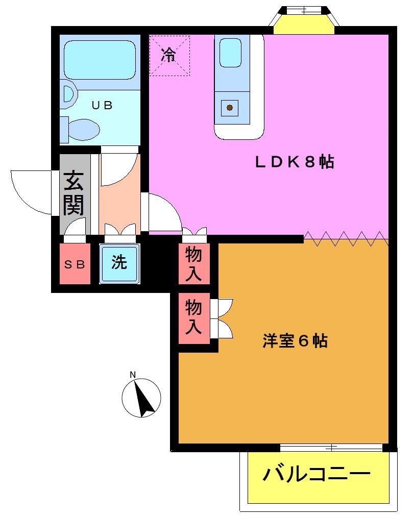 ローズガーデン1番館(1LDK/3階)の間取り写真