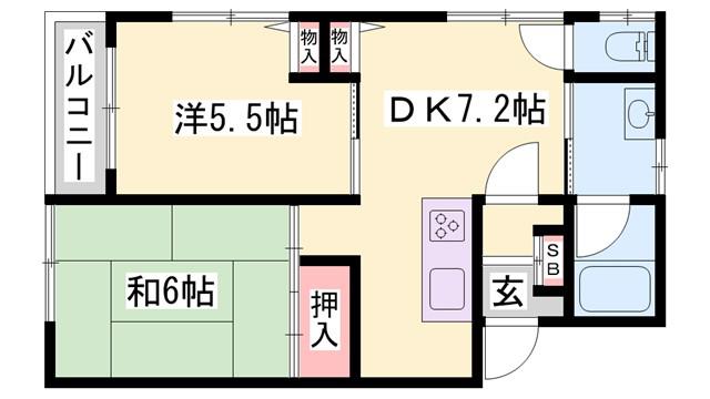 アムール大津(2DK/2階)の間取り写真