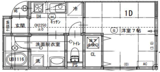 リープラス三木本町(1K/1階)の間取り写真