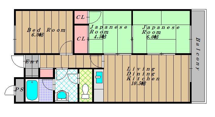 グリーンヒル三日市(3LDK/2階)の間取り写真