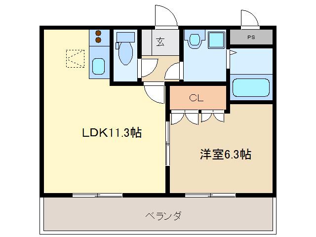 ピアリー(1LDK/1階)の間取り写真