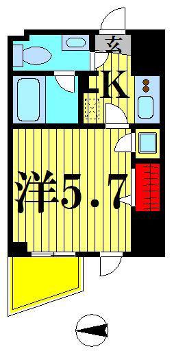 ライブコート草加(1K/4階)の間取り写真