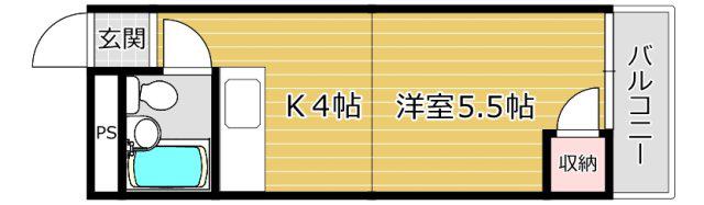 崎山ハイム(ワンルーム/3階)の間取り写真