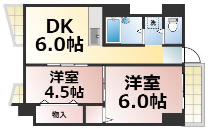 エクセル北巽(2DK/2階)の間取り写真