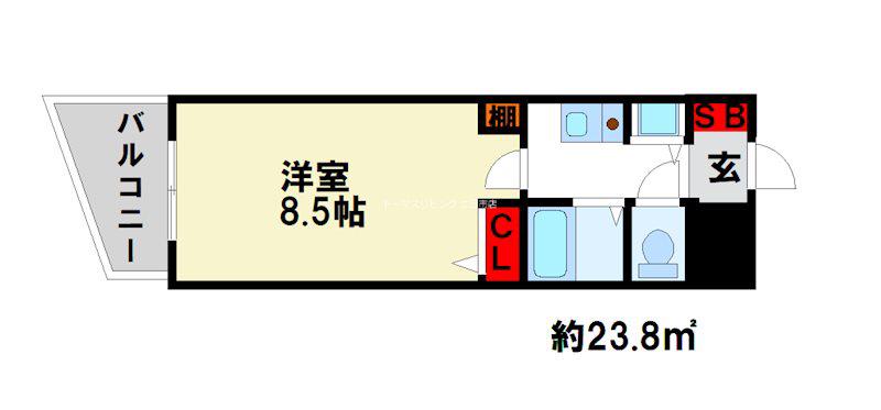 パークコート太宰府(1K/4階)の間取り写真