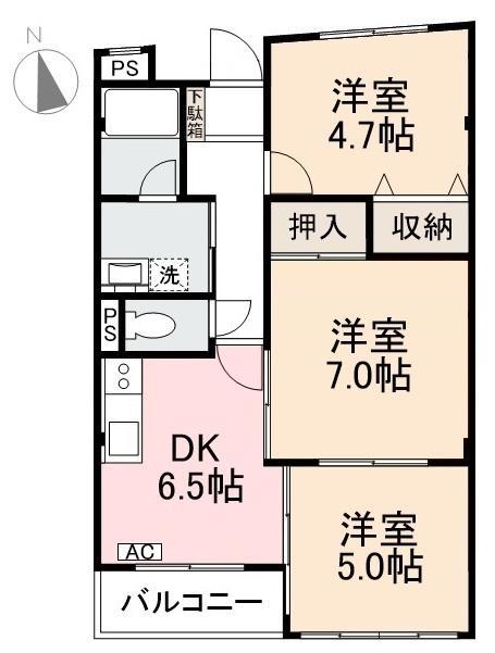 第3星野ビル(3DK/2階)の間取り写真