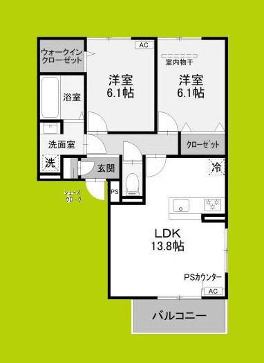 ルシェリア豊中(2LDK/3階)の間取り写真