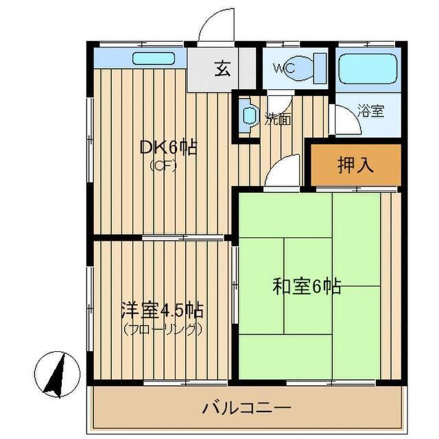 ハイツ伊藤(2DK/2階)の間取り写真