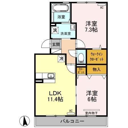 エクセルコート F(2LDK/3階)の間取り写真