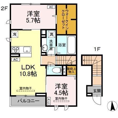 AOLANI(2LDK/2階)の間取り写真
