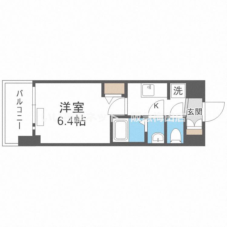 プレサンス西中島南方セレスト(1K/6階)の間取り写真