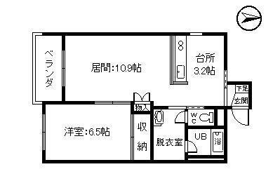 ピープル木野(1LDK/2階)の間取り写真