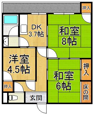 寺本マンション(3DK/1階)の間取り写真