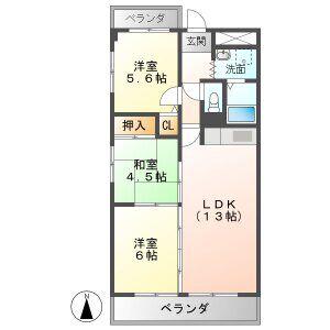 ラ・プエルタ・フェリス(3LDK/1階)の間取り写真