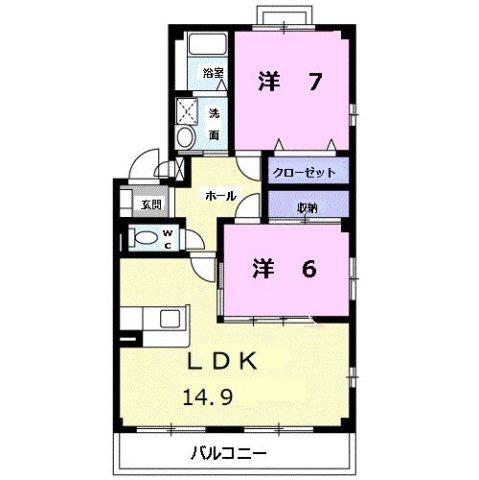 サンライトKII(2LDK/3階)の間取り写真