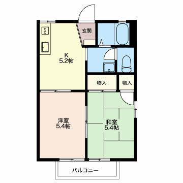 フレグランス形原(2K/2階)の間取り写真