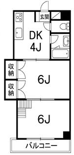 エリートビル(2DK/2階)の間取り写真