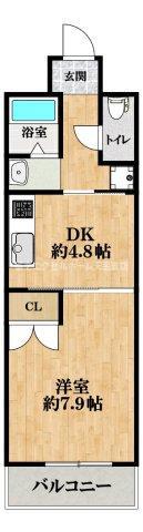 近鉄南大阪線 河内松原駅 徒歩36分 5階建 築20年(1DK/1階)の間取り写真