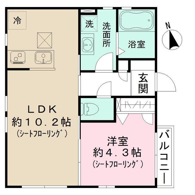メープルハウス(1LDK/1階)の間取り写真