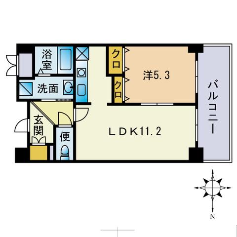 愛宕ガーデンリュクス(1LDK/2階)の間取り写真